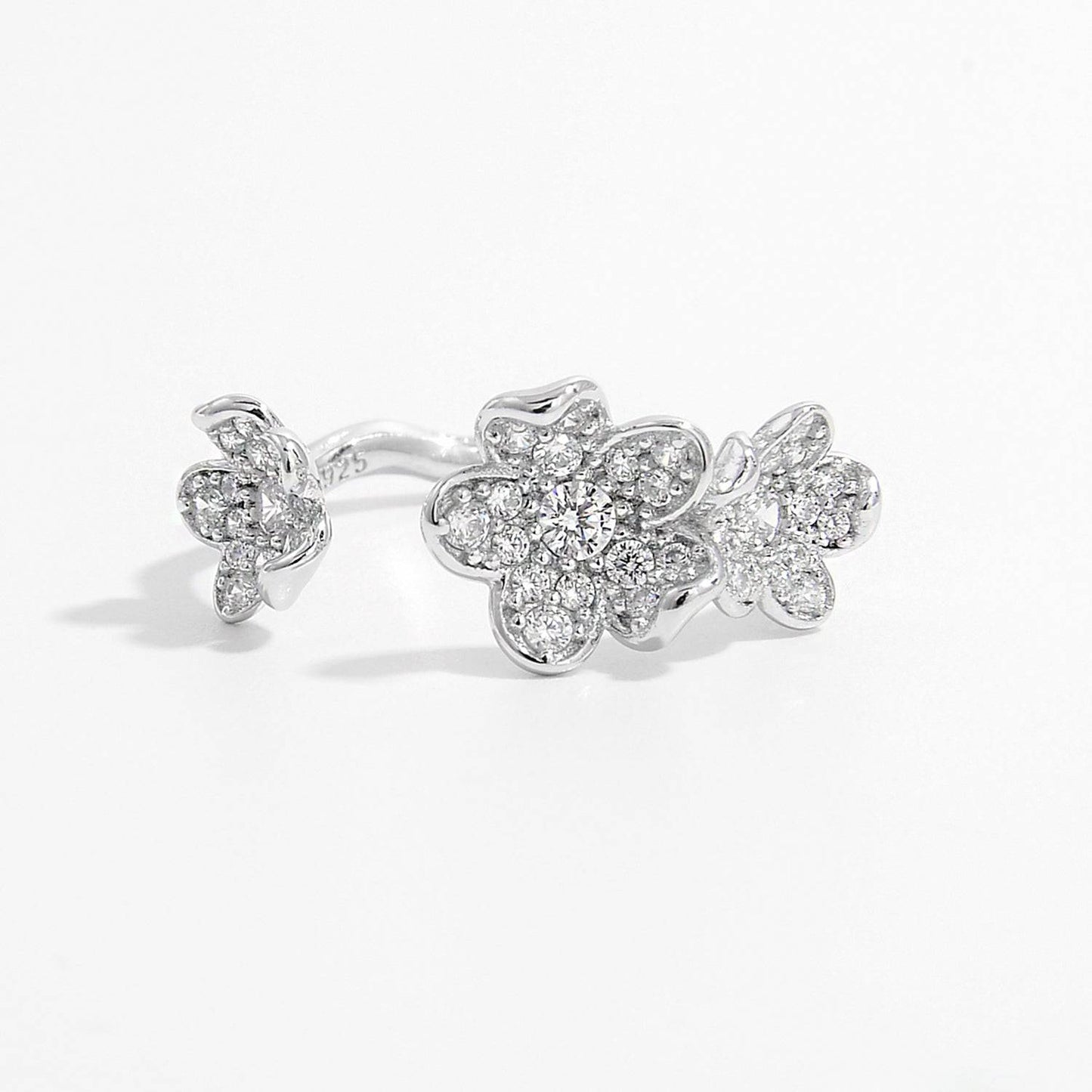 925 Sterling Silver Inlaid Zircon Open Ring - Carri's Cache