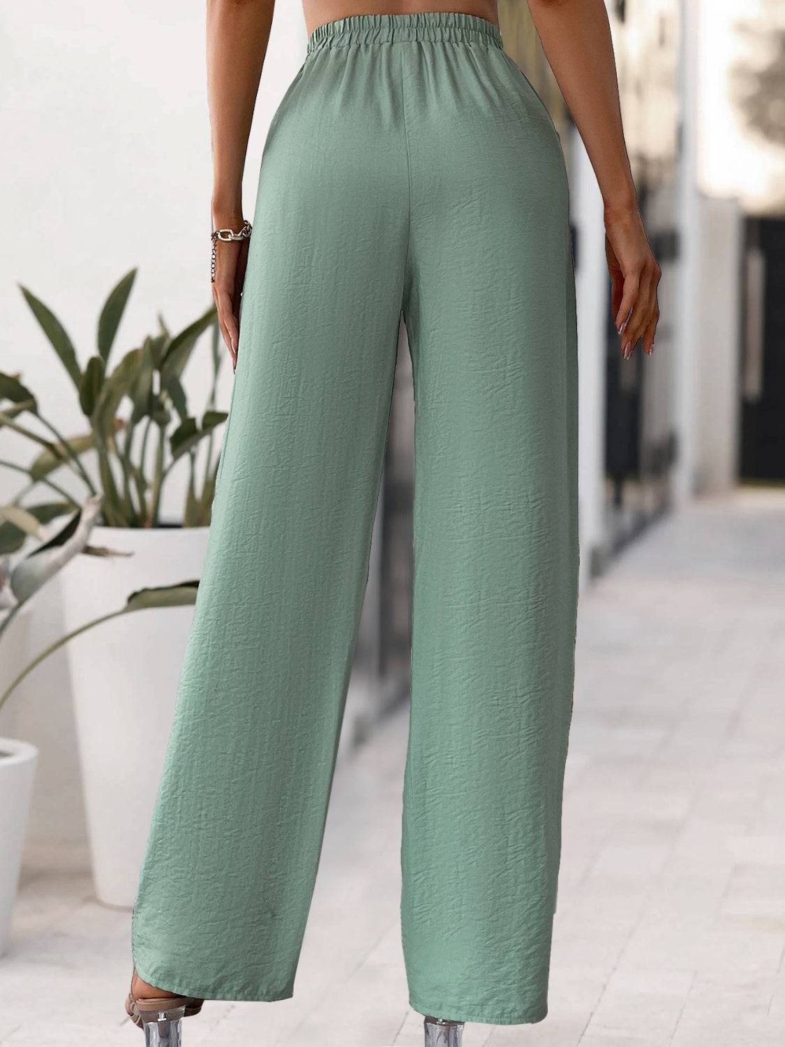 Tied High Waist Wide Leg Pants - Carri's Cache