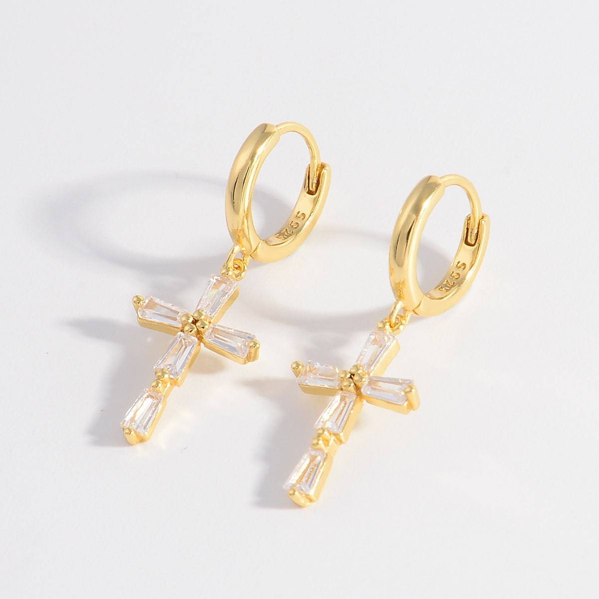 925 Sterling Silver Zircon Cross Earrings - Carri's Cache