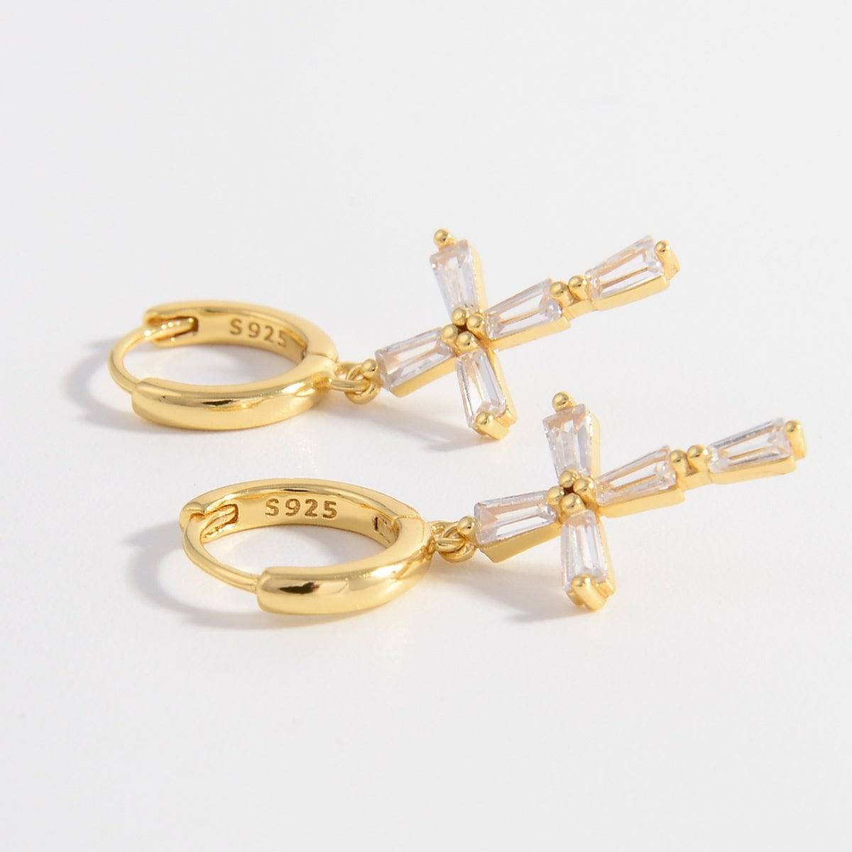 925 Sterling Silver Zircon Cross Earrings - Carri's Cache