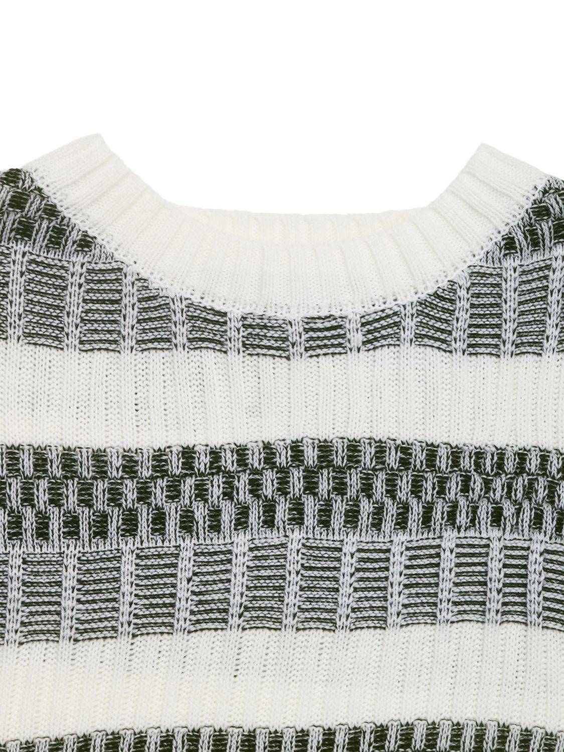 Perfee Contrast Round Neck Long Sleeve Sweater - Carri's Cache