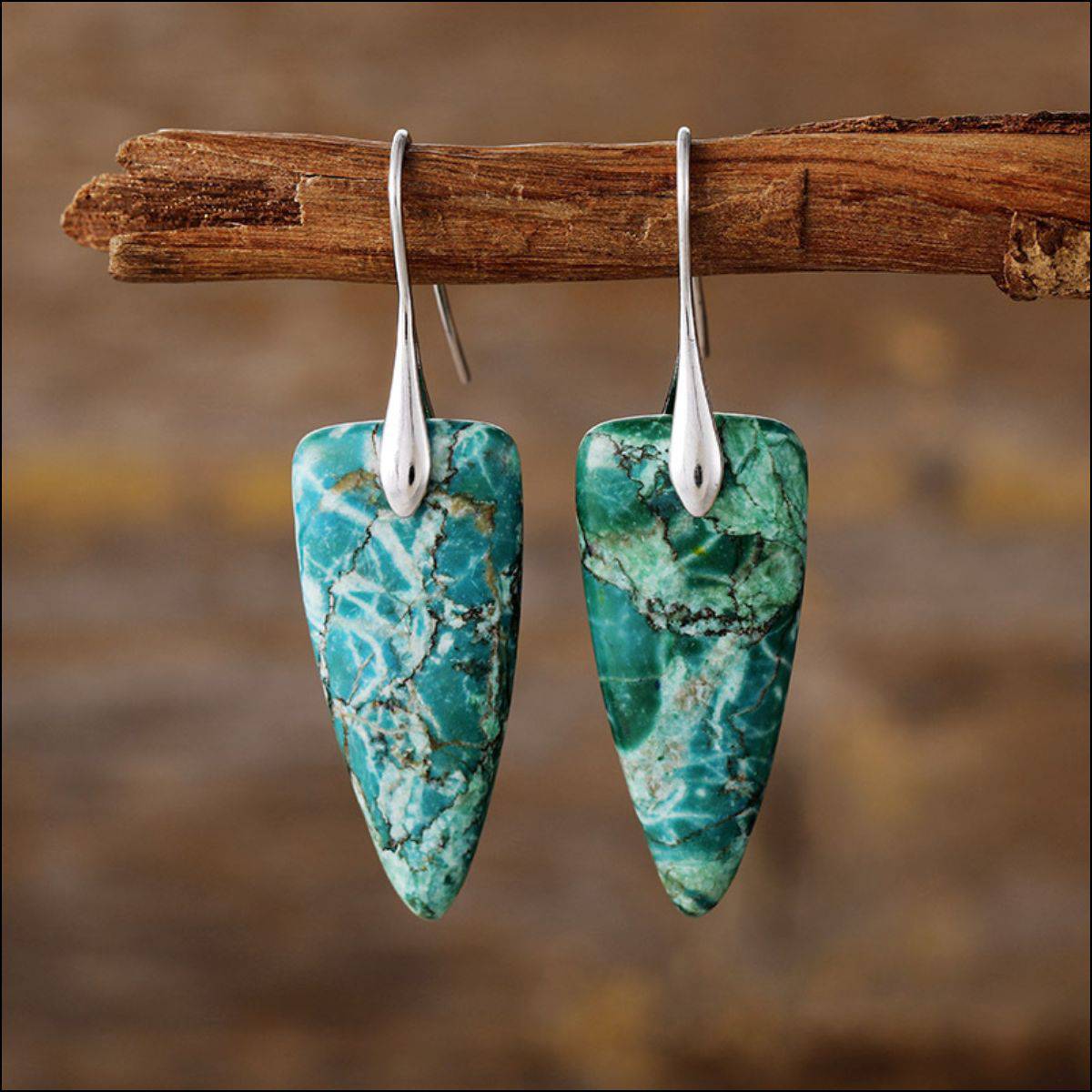 Natural Stone Geometric Shape Earrings - Carri's Cache
