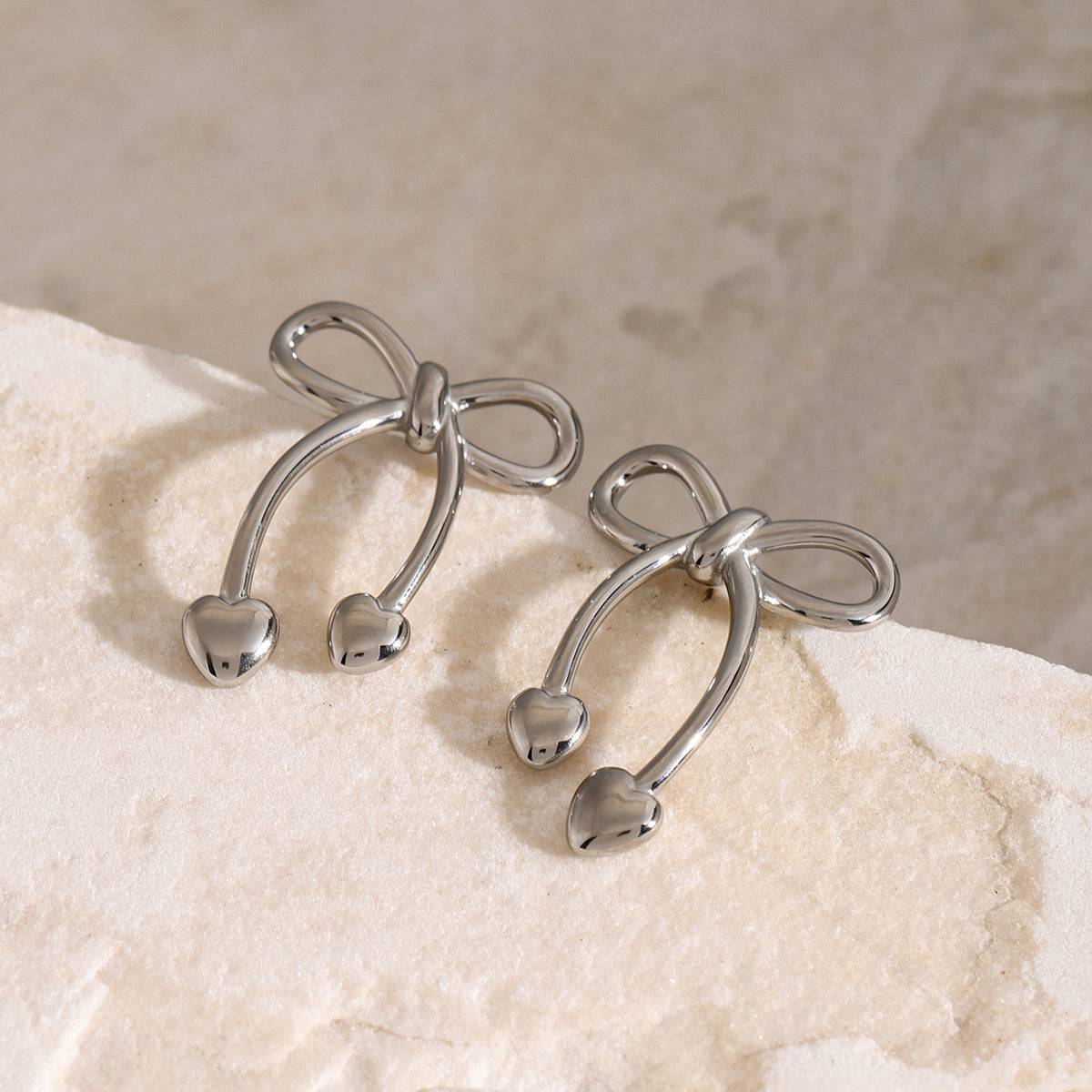 Stainless Steel Bow Earrings - Carri's Cache