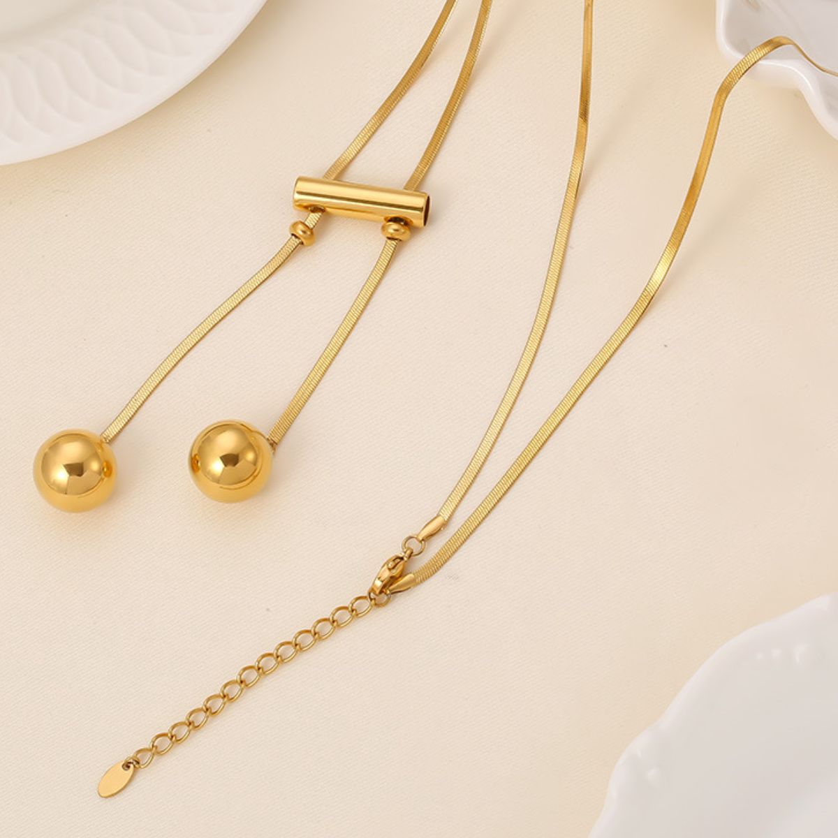 18K Gold-Plated Titanium Steel Hollow Bead Necklace - Carri's Cache