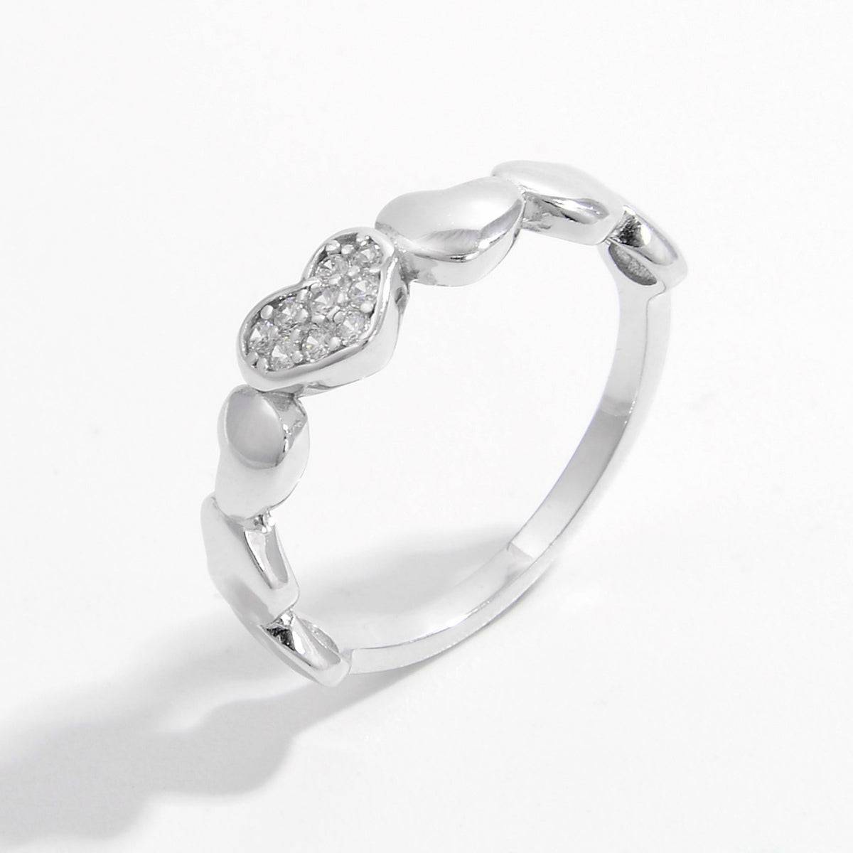 925 Sterling Silver Inlaid Zircon Heart Ring - Carri's Cache