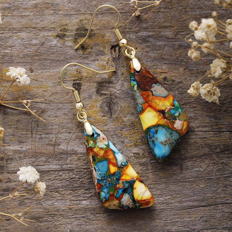 Emperor-Stone Geometric Earrings - Carri's Cache