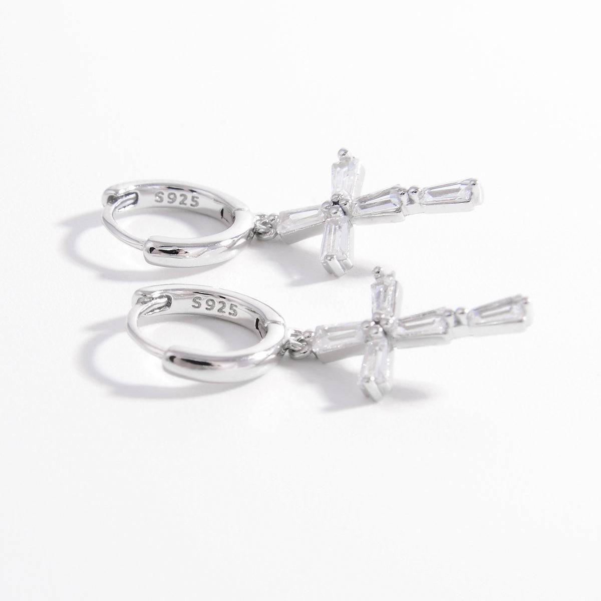 925 Sterling Silver Zircon Cross Earrings - Carri's Cache