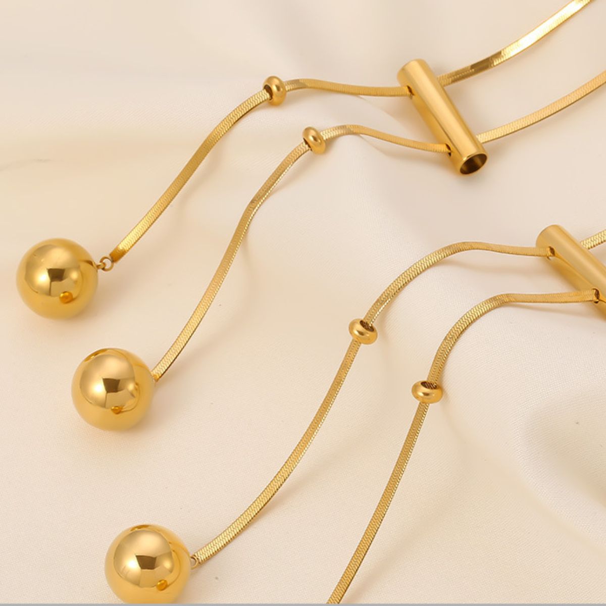 18K Gold-Plated Titanium Steel Hollow Bead Necklace - Carri's Cache
