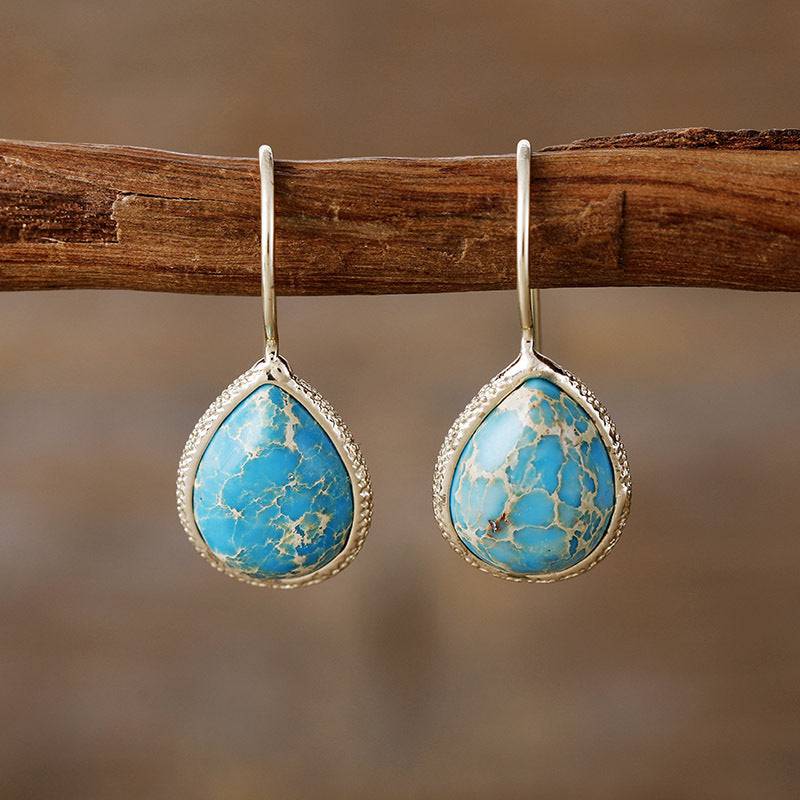 Copper Natural Stone Teardrop Shape Earrings - Carri's Cache