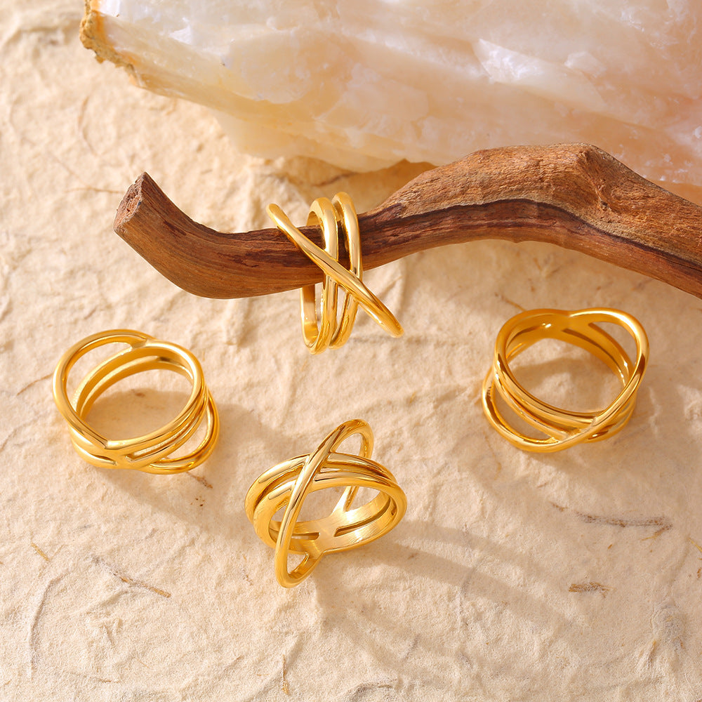 18K Gold-Plated Crisscross Ring - Carri's Cache
