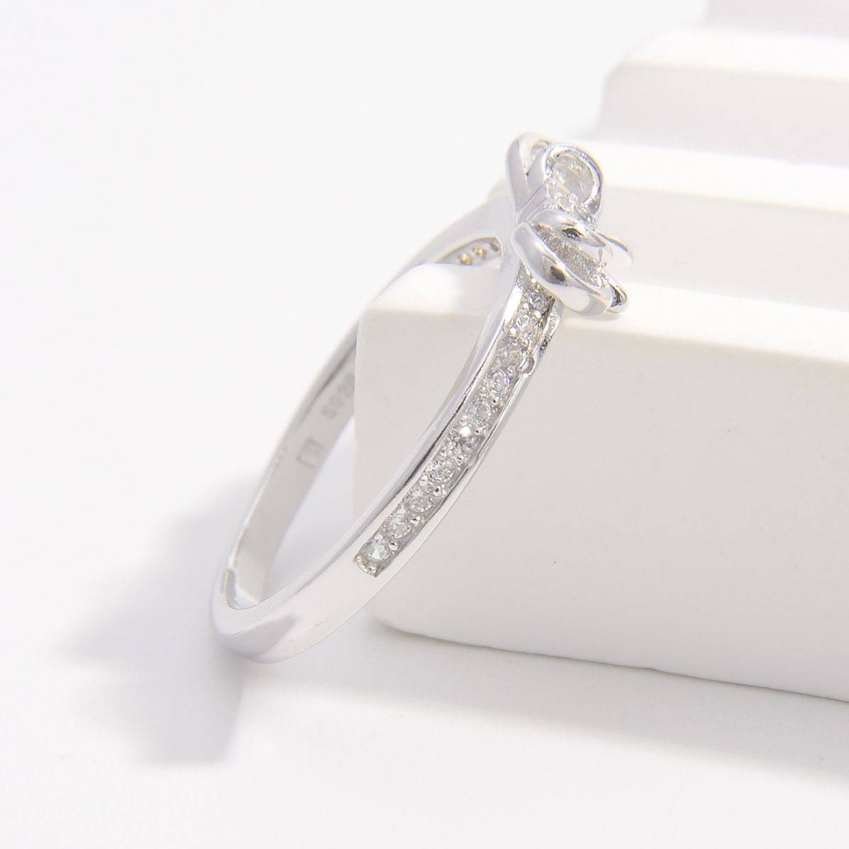 925 Sterling Silver Inlaid Zircon Bow Ring - Carri's Cache