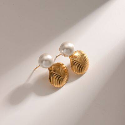 18K Gold-Plated Stainless Steel Shell Shape Earrings - Carri's Cache