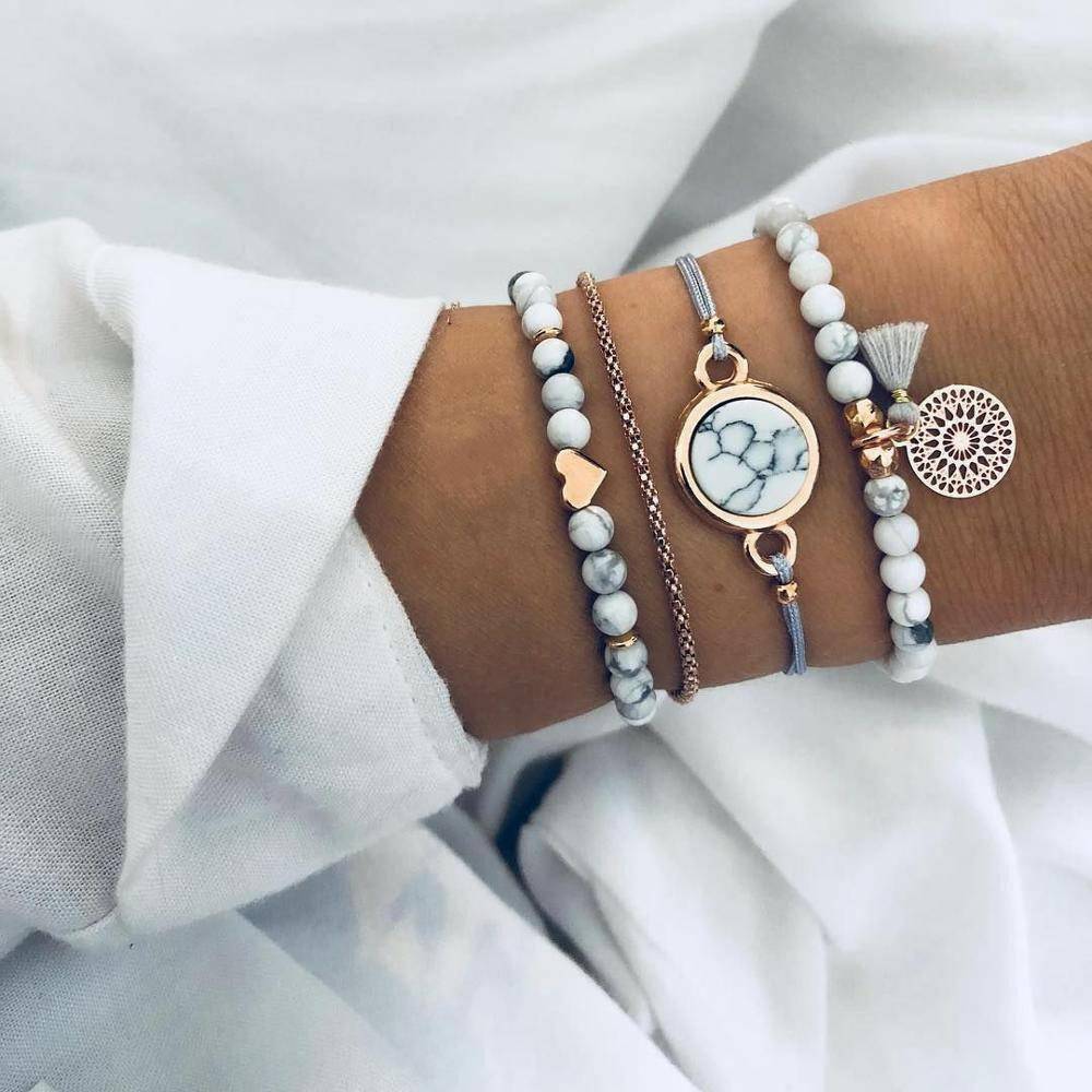 4pcs/Set Bohemian Stone beads bracelets - Carri's Cache