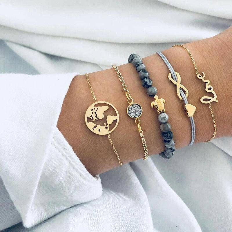 4pcs/Set Bohemian Stone beads bracelets - Carri's Cache