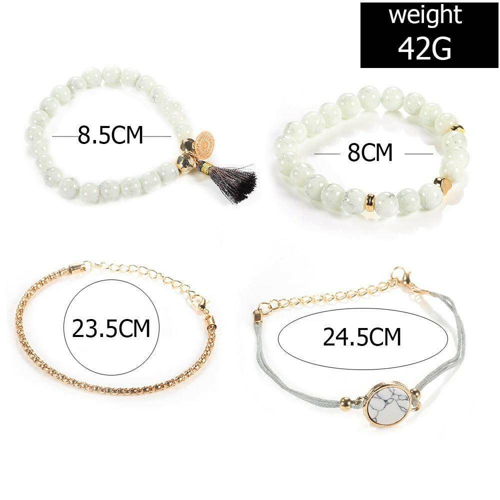 4pcs/Set Bohemian Stone beads bracelets - Carri's Cache