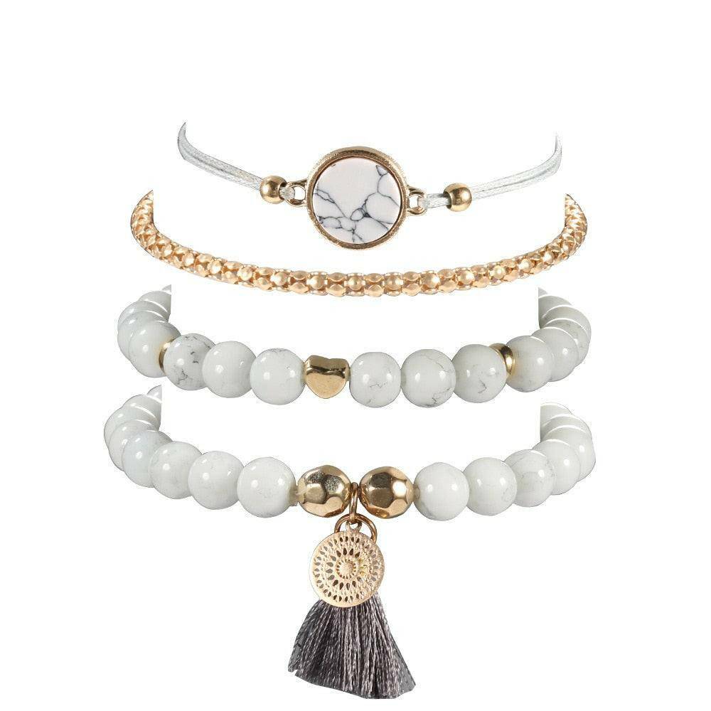 4pcs/Set Bohemian Stone beads bracelets - Carri's Cache