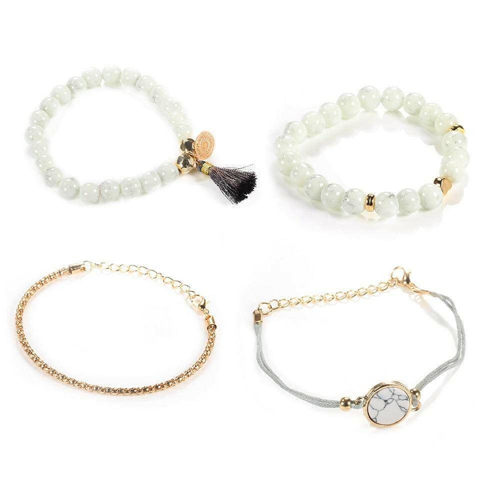 4pcs/Set Bohemian Stone beads bracelets - Carri's Cache