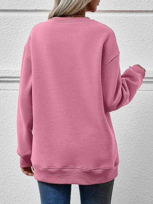 Letter Graphic Dropped Shoulder Sweatshirt - Carri's Cache