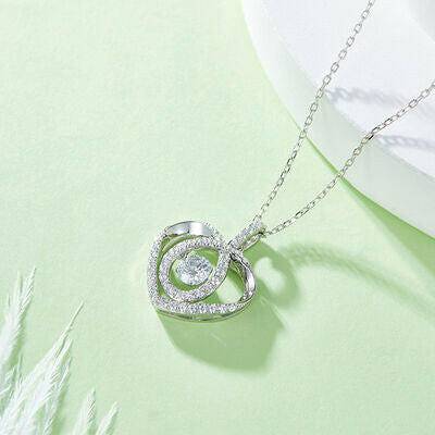 Moissanite 925 Sterling Silver Heart Shape Necklace - Carri's Cache