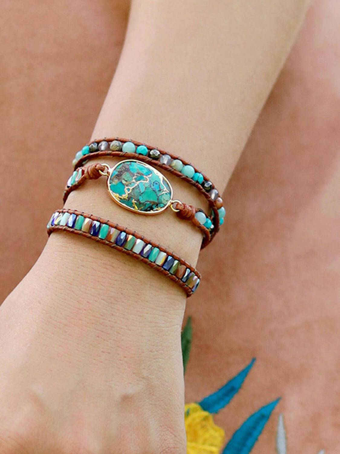 Triple-Layer Natural Stone Bracelet - Carri's Cache