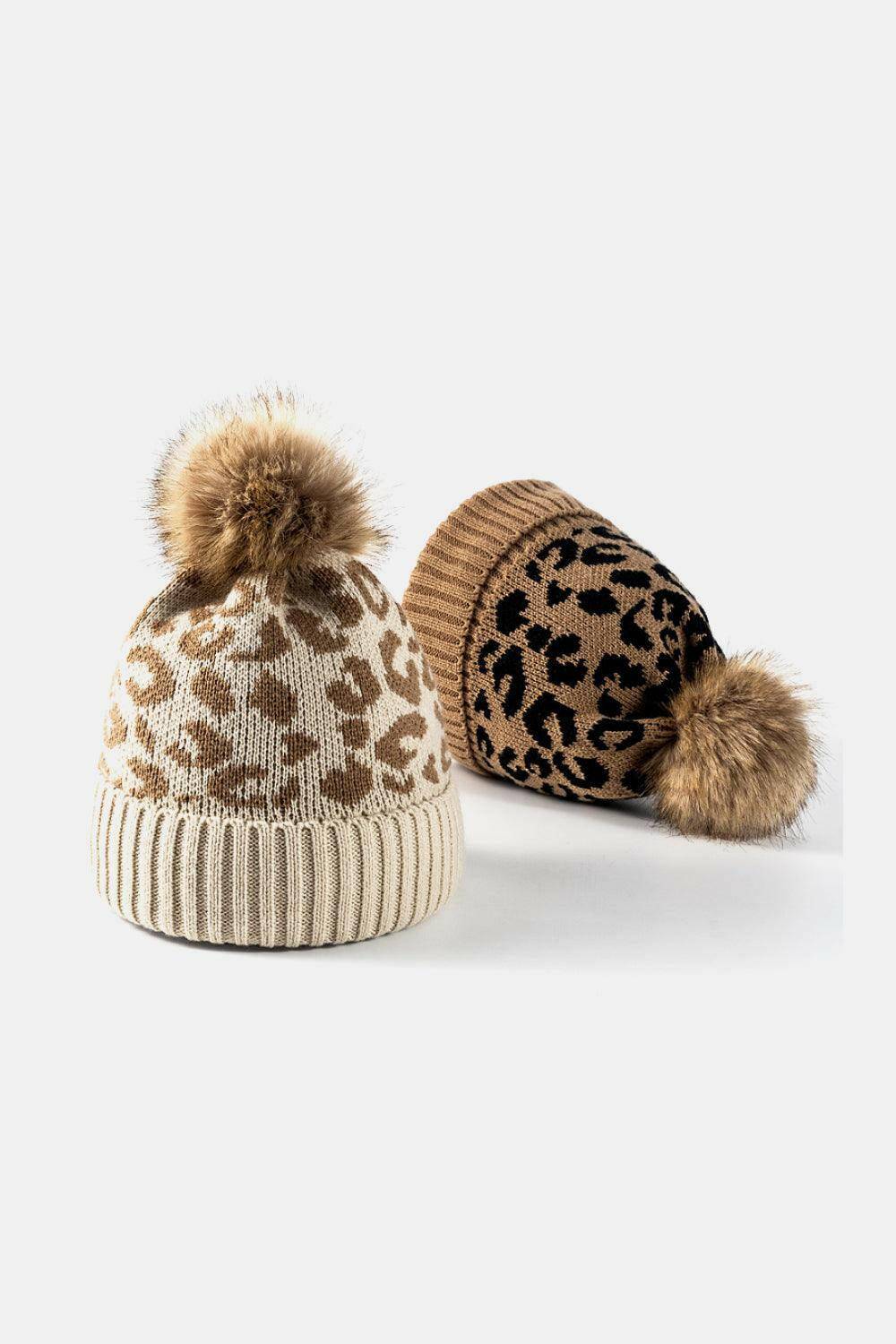 Leopard Pom-Pom Cuffed Beanie - Carri's Cache