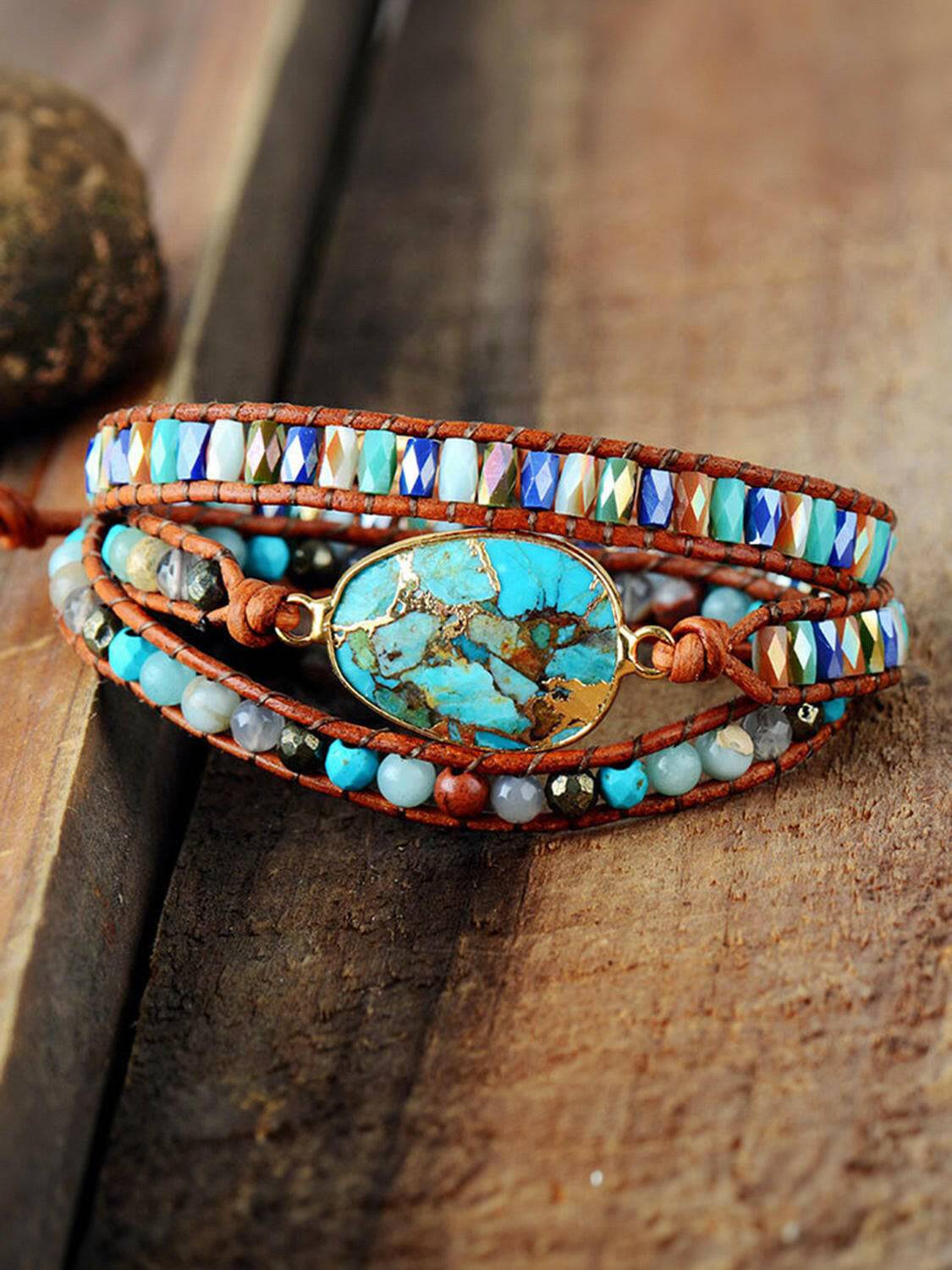 Triple-Layer Natural Stone Bracelet - Carri's Cache