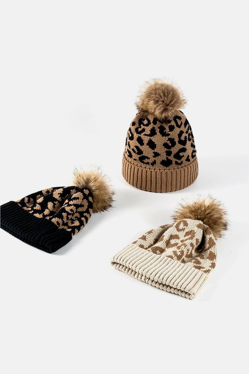 Leopard Pom-Pom Cuffed Beanie - Carri's Cache