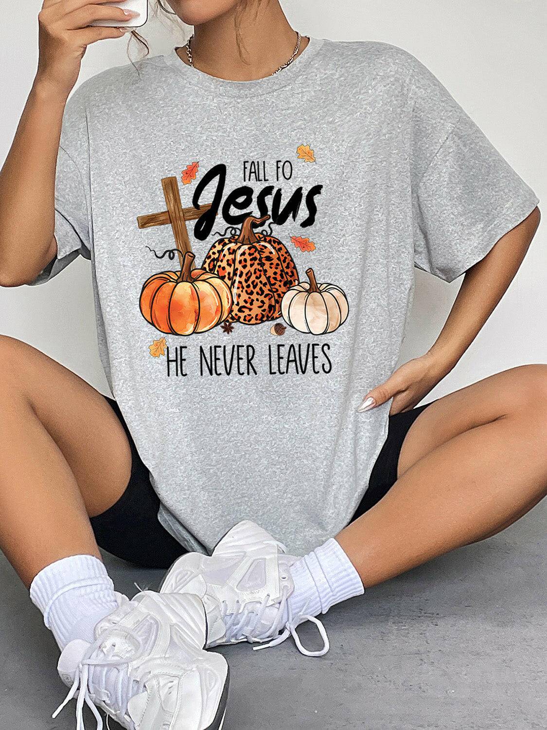 Round Neck Short Sleeve Fall Season Graphic T-Shirt - Carri's Cache