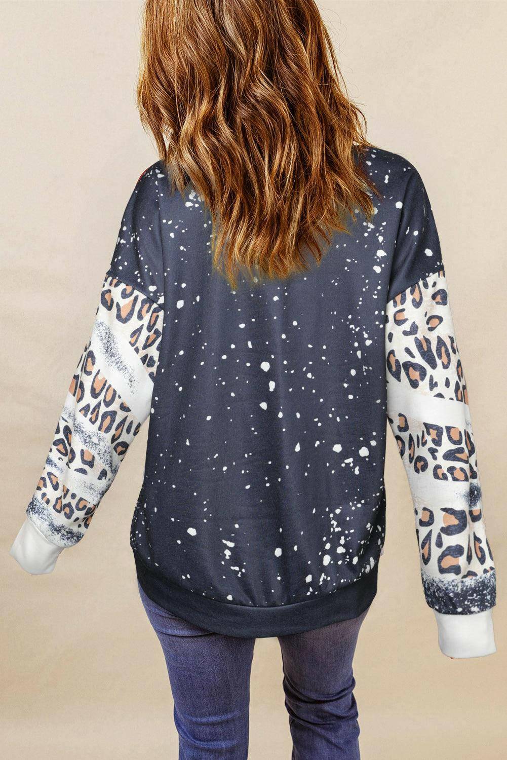 Mixed Print Drop Shoulder Sweatshirt - Carri's Cache