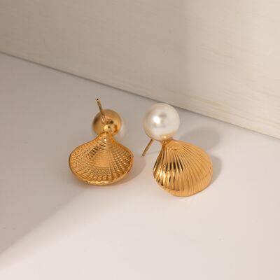 18K Gold-Plated Stainless Steel Shell Shape Earrings - Carri's Cache
