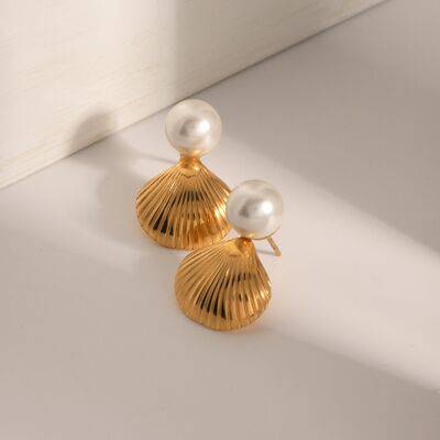18K Gold-Plated Stainless Steel Shell Shape Earrings - Carri's Cache