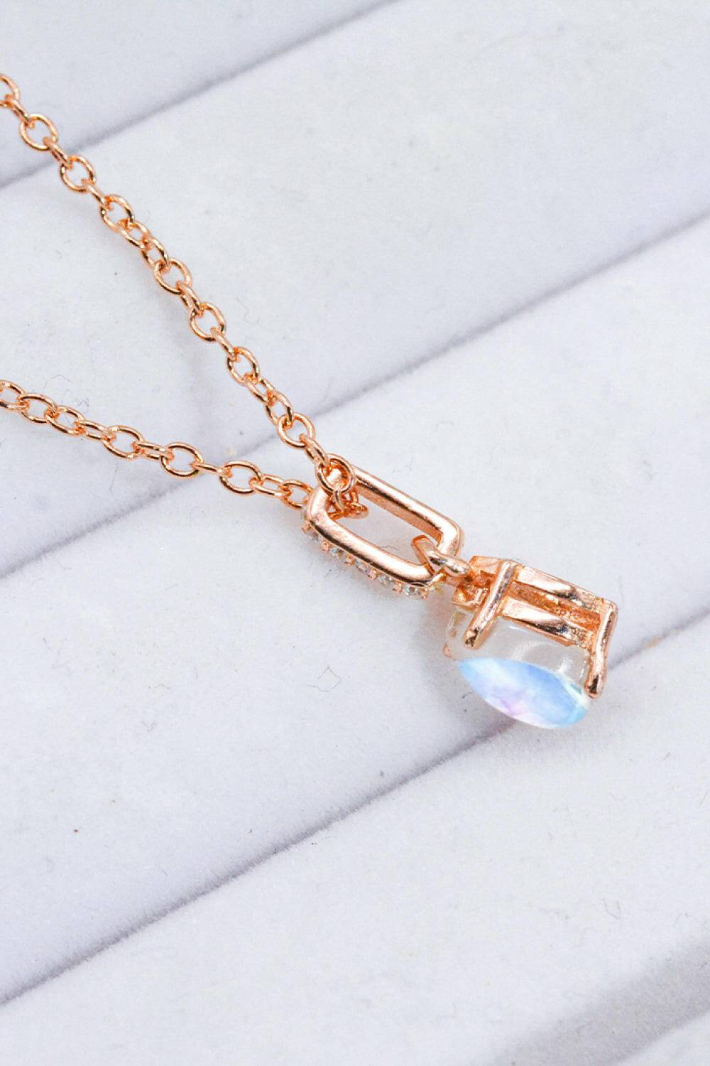 Moonstone Teardrop Pendant Necklace.