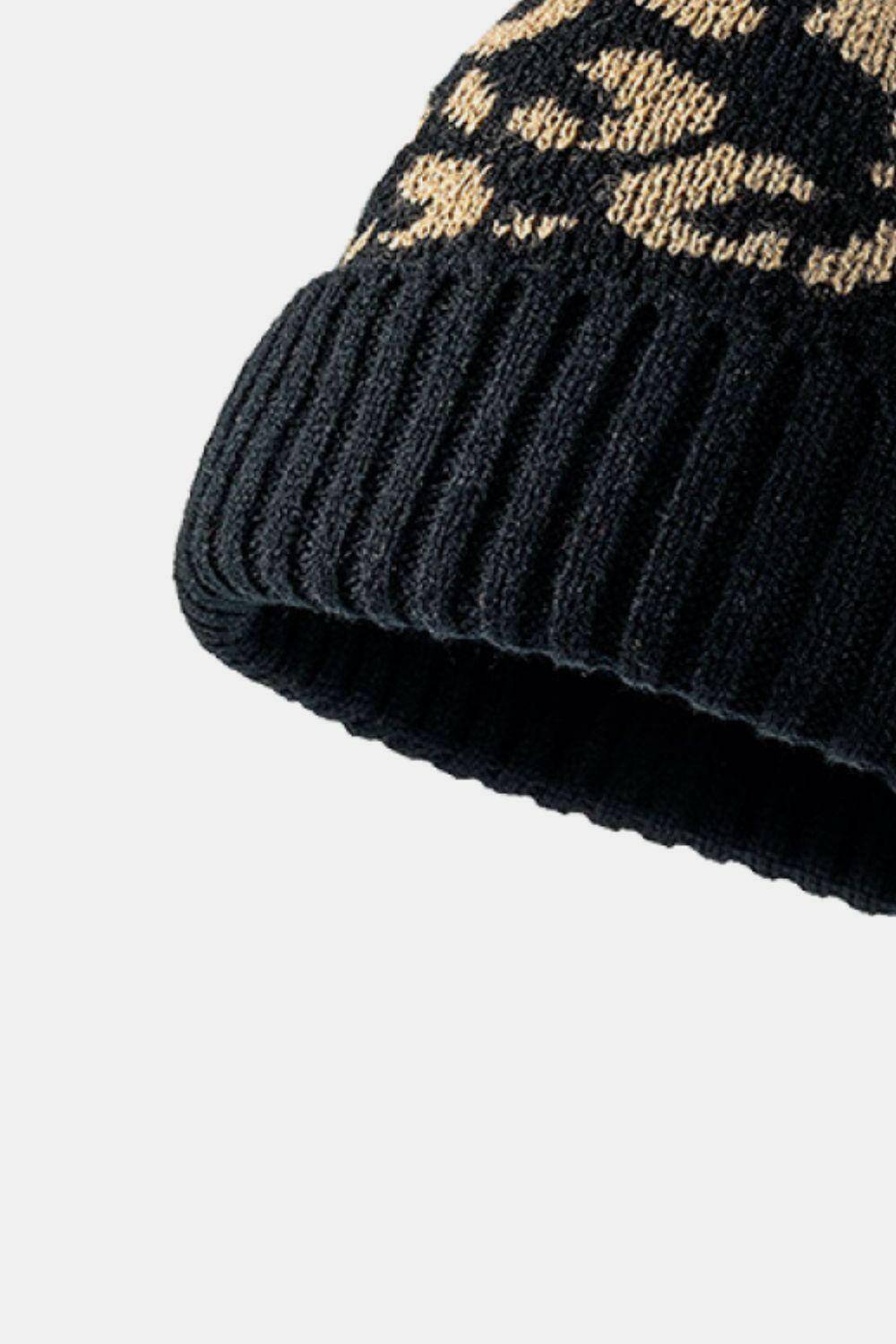 Leopard Pom-Pom Cuffed Beanie - Carri's Cache