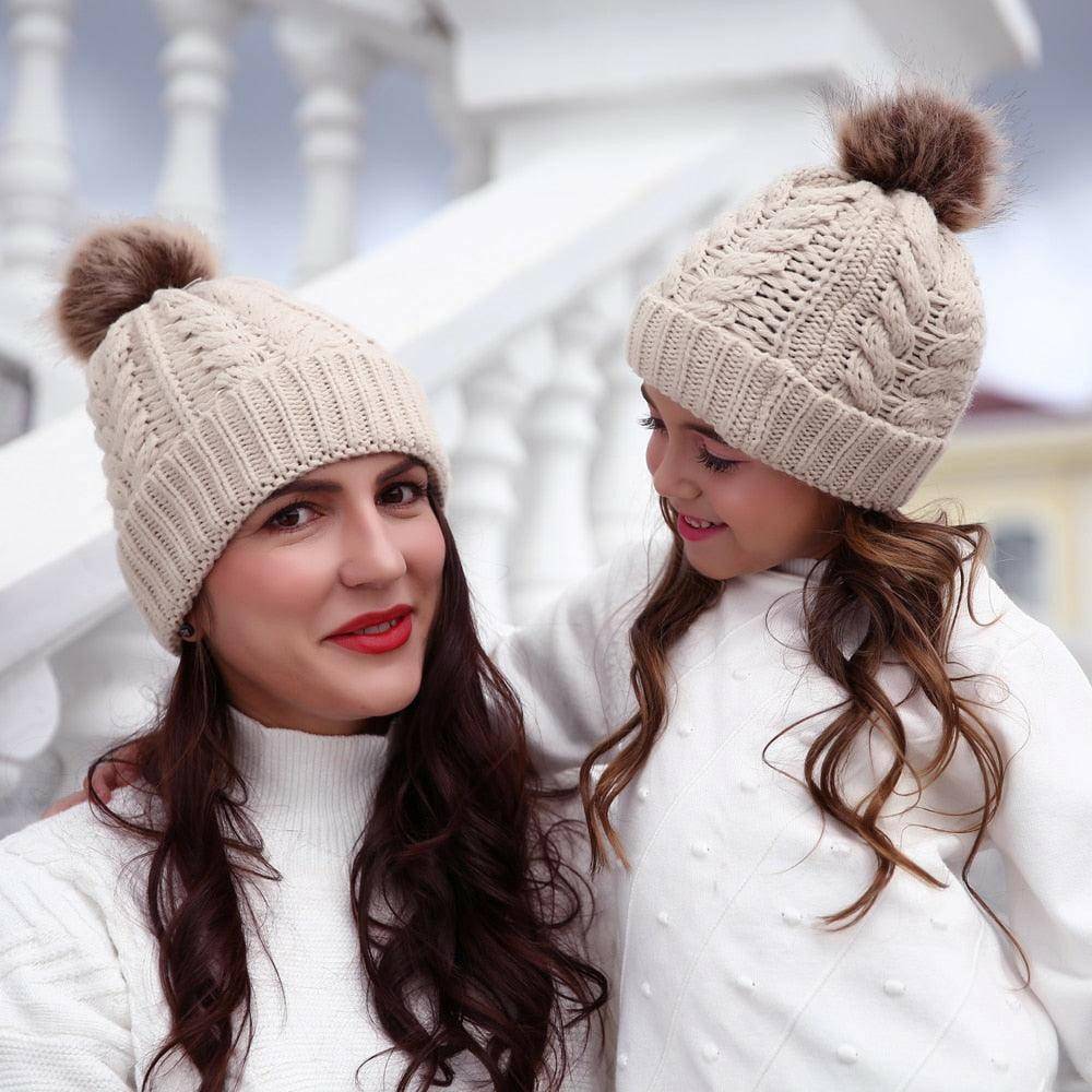 Mother & Child Matching Knit Pom Beanie - Carri's Cache
