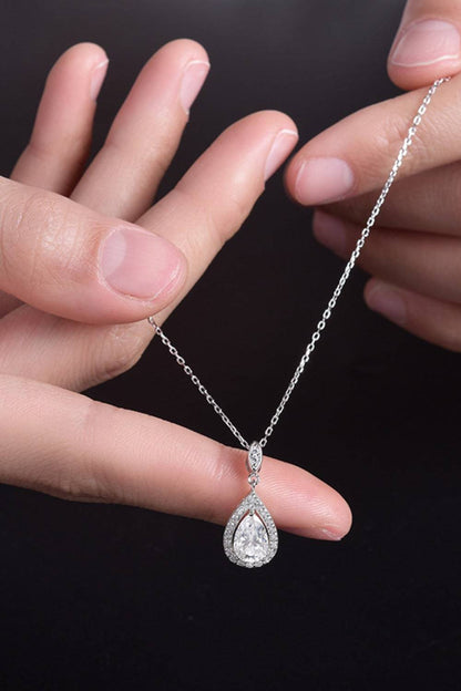 1.5 Carat Moissanite Sterling Silver Teardrop Necklace - Carri's Cache