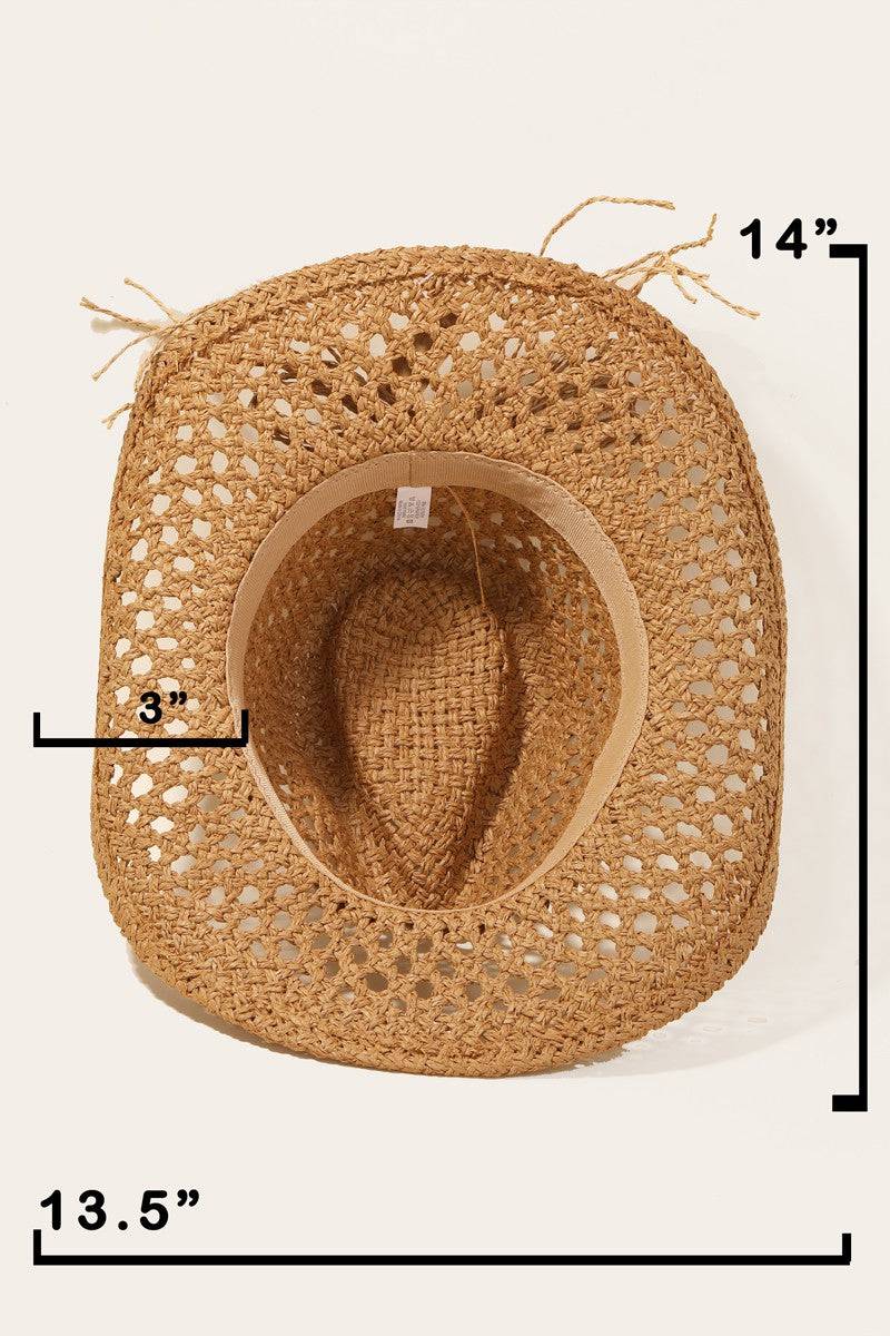 Fame Cowrie Shell Beaded String Straw Hat - Carri's Cache