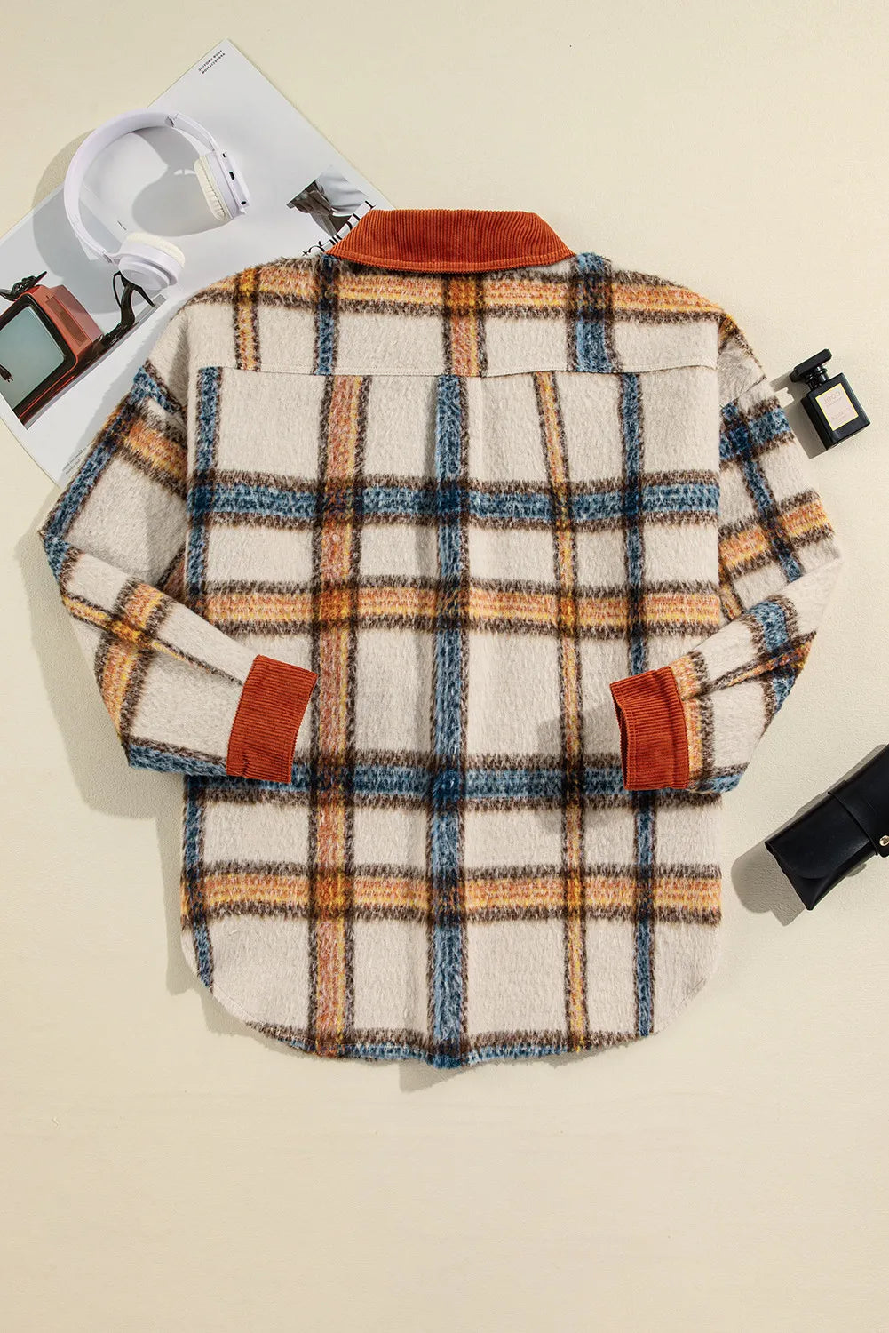 Plus Size Plaid Button Down Jacket - Carri's Cache