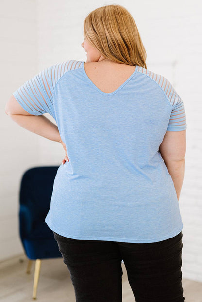 Plus Size V-Neck Raglan Sleeve Tee - Carri's Cache