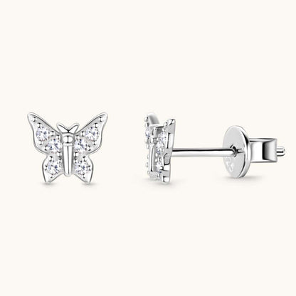 Moissanite 925 Sterling Silver Butterfly Stud Earrings - Carri's Cache