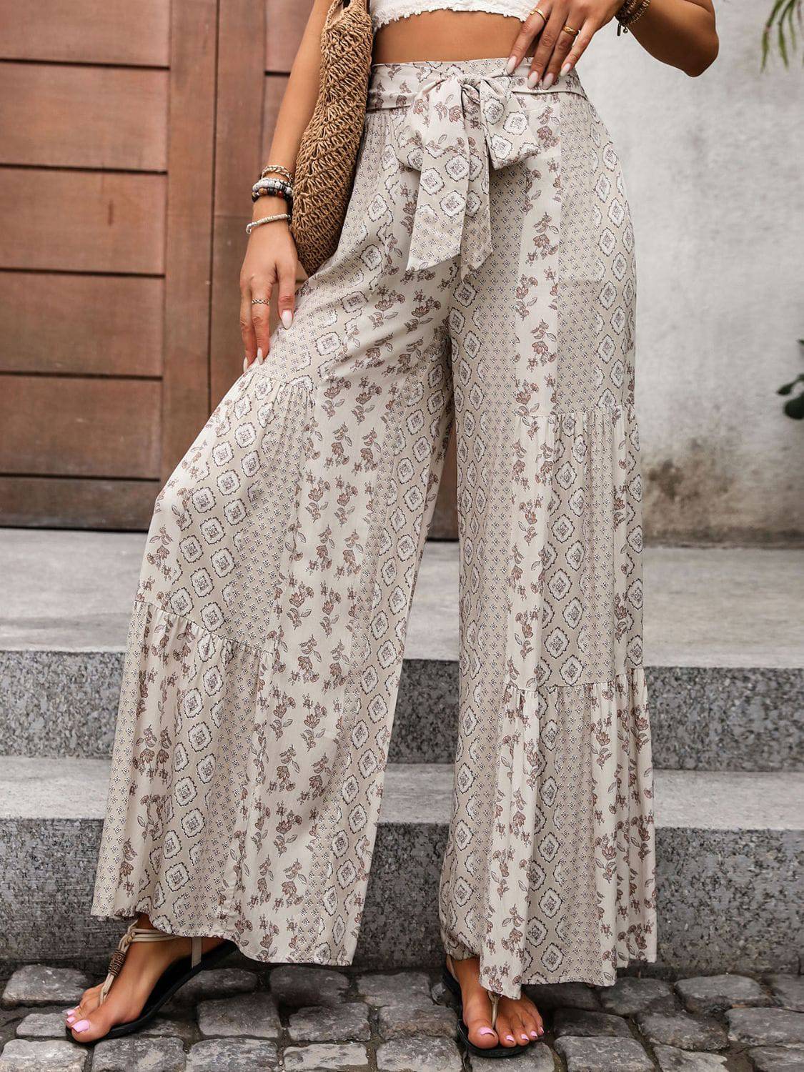 Printed Wide Leg Pants - Carri's Cache