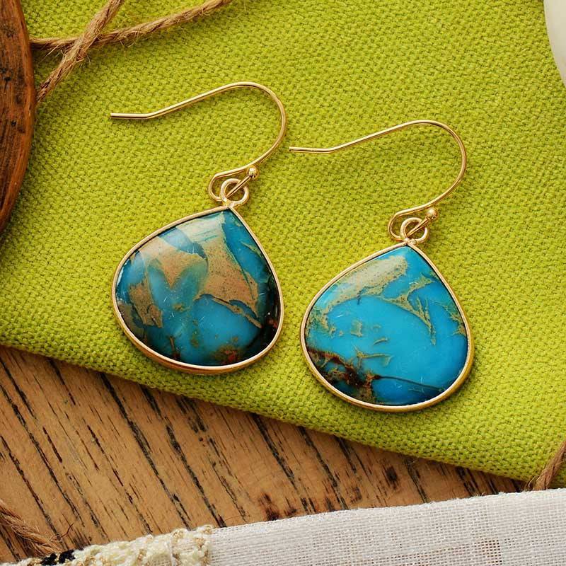 18K Gold-Plated Natural Stone Earrings - Carri's Cache