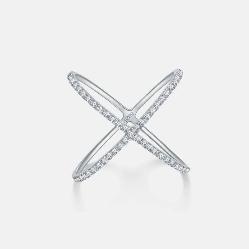 925 Sterling Silver Moissanite Crisscross Ring - Carri's Cache