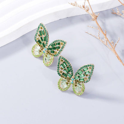 Alloy Inlaid Rhinestone Butterfly Earrings