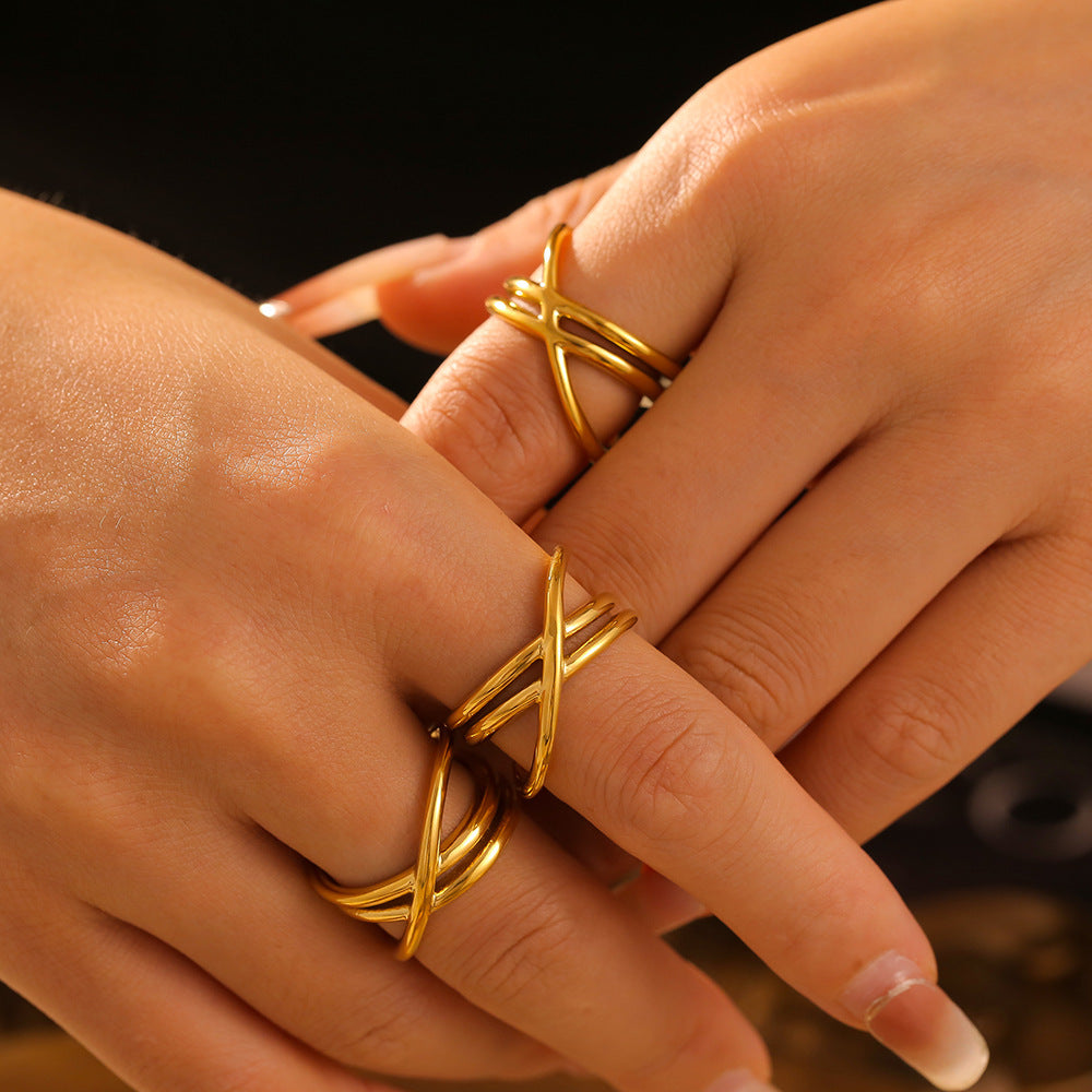 18K Gold-Plated Crisscross Ring - Carri's Cache