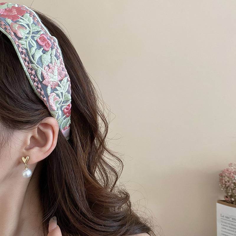 Acrylic Flower Embroidered Headband - Carri's Cache