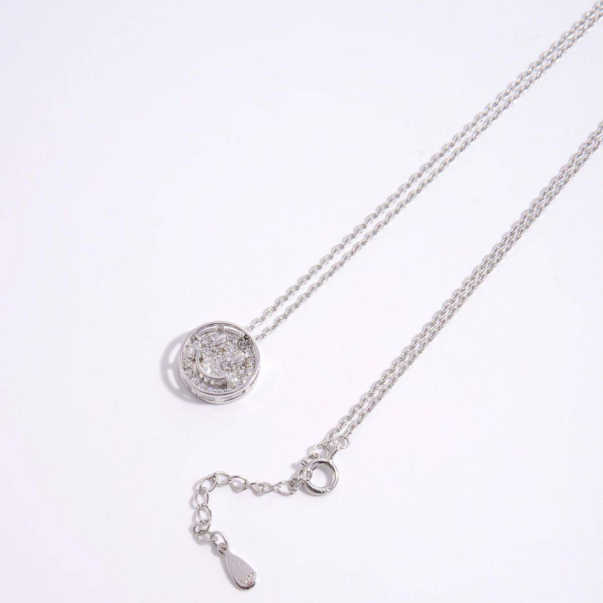 925 Sterling Silver Zircon Smiley Face Necklace - Carri's Cache