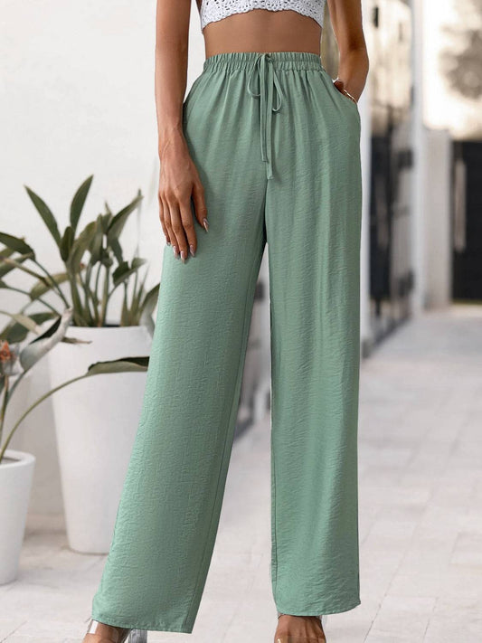 Tied High Waist Wide Leg Pants - Carri's Cache