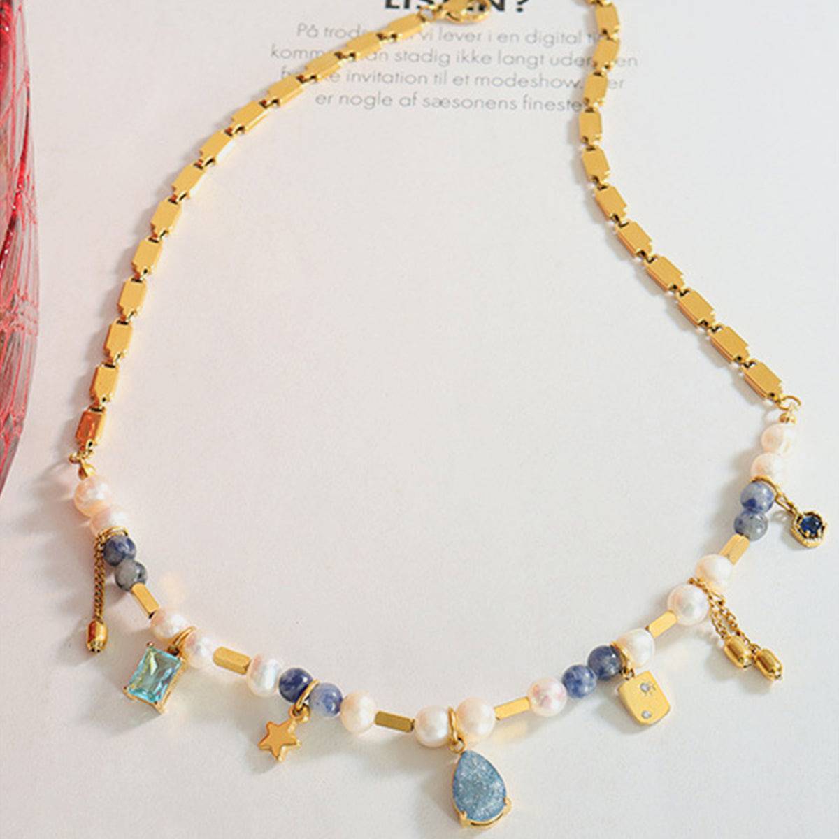 18K Gold-Plated Beaded Charm Necklace - Carri's Cache