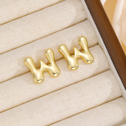 18K Gold-Plated Bubble Letter Stud Earrings - Carri's Cache