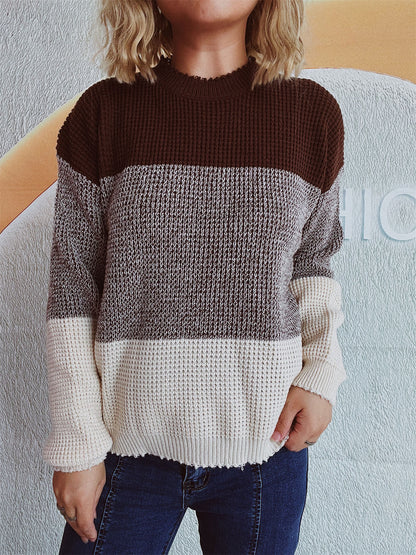 Color Block Long Sleeve Sweater - Carri's Cache